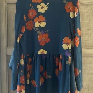 LuLaRoe Floral Teddy Jacket - Teal, Orange, and Purple
